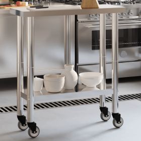 Kitchen Work Table with Wheels 32.5"x11.8"x33.5" Stainless Steel