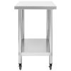 Kitchen Work Table with Wheels 39.4"x17.7"x33.5" Stainless Steel