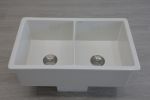 32" Undermount Double Bowl Ceramic Kitchen Sink - Dual Mount White Ceramic Rectangular Deep Double Bowl Sink Basin