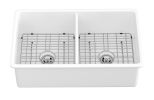 32" Undermount Double Bowl Ceramic Kitchen Sink - Dual Mount White Ceramic Rectangular Deep Double Bowl Sink Basin