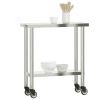 Kitchen Work Table with Wheels 32.5"x11.8"x33.5" Stainless Steel