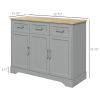 Sideboard Buffet Cabinet with 3 Storage Drawers, Kitchen Cabinet Coffee Bar Cabinet with Adjustable Shelf for Living Room, Gray