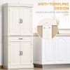 71" Freestanding Kitchen Pantry with 4 Doors, and 2 Large Cabinets, Tall Storage Cabinet with Wide Drawer for Kitchen Dining Room, White
