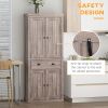 72" Freestanding Kitchen Pantry Cabinet, Tall Storage Cabinet with 2 Door Cupboards, 2 Drawers and Adjustable Shelves, Brown