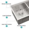 Undermount Sink- 30"x19" x 10" Double Bowl (50/50) Kitchen Sink 16 Gauge with Two 10" Deep Basin, Brushed Nickel