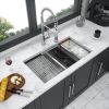 Undermount Sink- 30"x19" x 10" Double Bowl (50/50) Kitchen Sink 16 Gauge with Two 10" Deep Basin, Brushed Nickel
