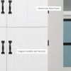 70" Kitchen Pantry, Tall Freestanding Storage Cabinet, 6-tier Shelving with 2 Adjustable Shelves and 4 Doors for Dining Room, White